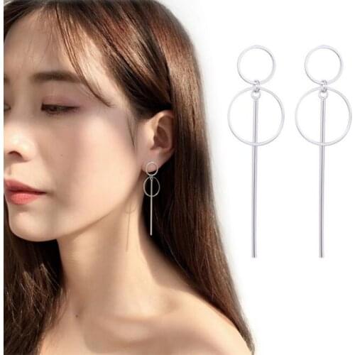 Size of Circle Long Earrings Korean Style Female Simple Geometric drop Earrings for Women and men Fashion Pretty Jewelry