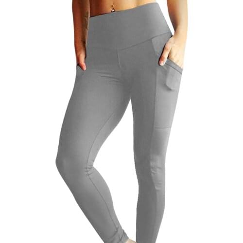 High Waist Leggings Women Tummy Control Yoga Pants Solid Pocket Workout Fitness Legging Push Up Leggings For Fitness