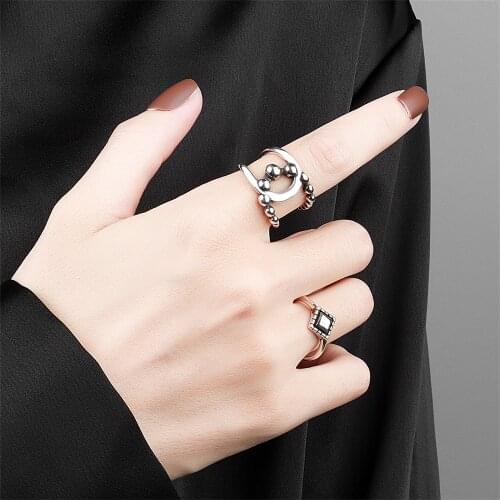 VENTFILLE 925 Sterling Silver Japanese and Korean Personality Fashion Womens Exquisite Open Ring