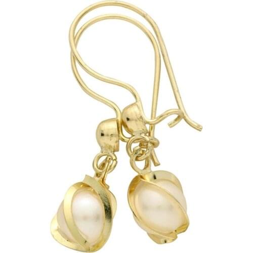 Gold Pearl Earrings EIN022-Certified 14K Gold-A perfect gift for your Loved Ones-Ephesus Gold & Diamond