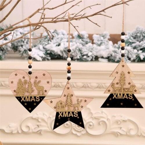 1Pc Xmas Wooden LOVE Christmas Chip Hanging Gift Plaque Pendant Heart Shape Letter Friendship Wine Bottle Decor Pendant Tags