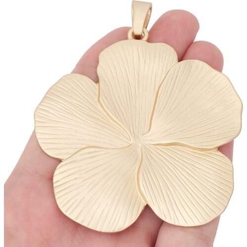 1 x Fashion Large Matte Gold Flower Charms Pendants for Necklace Jewelry Making Accessories 90x73mm