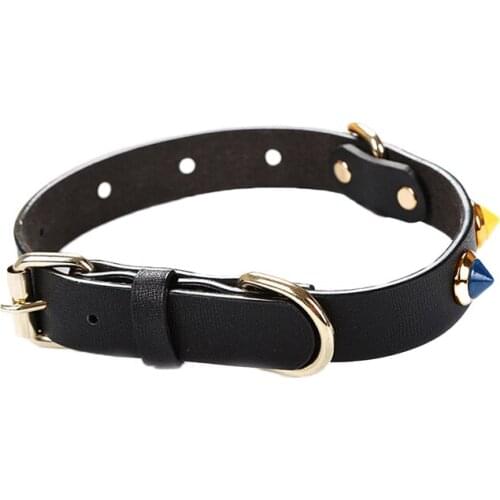 15PCS / LOT Personalized Leather Dog Collar Dog And Cat Genuine leather Adjustable Collar Pet Traction Pet Supplies