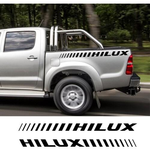 2pcs Car Side Stripes Stickers For Toyota Hilux Revo Vigo Auto tailgate straps Waterproof Decal Styling Car Tuning Accessories