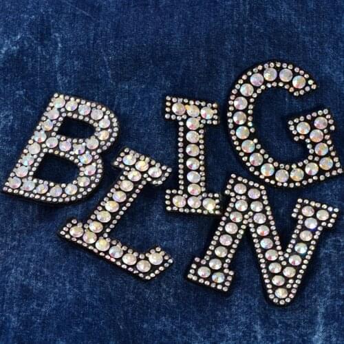 26 Letters Rhinestones for clothing Accessories Embroidered iron on patches Applique Accessorics Alphabet DIY A48