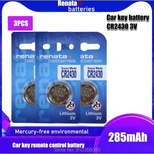 3PCS/Pack RENATA CR2430 Watch Battery Button Battery DL2430 BR2430 Coin Cell Lithium Batteries for Toy Calculator Clock Watch