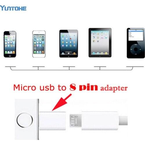 300pcs/Lot Micro Usb Cable Charger Adapter For iPhone iPad Micro USB Female to 8 Pin for Apple Adapter Converter