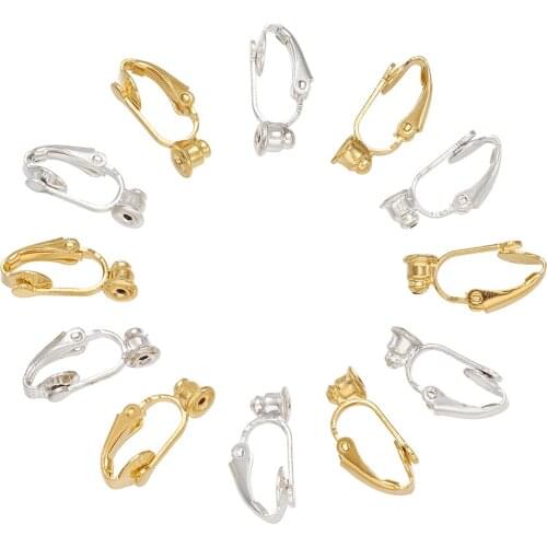 40pcs 19x6x9mm Golden & Silver Color Brass Clip on Earring Converter Earring Findings Diy for women Jewelry Making