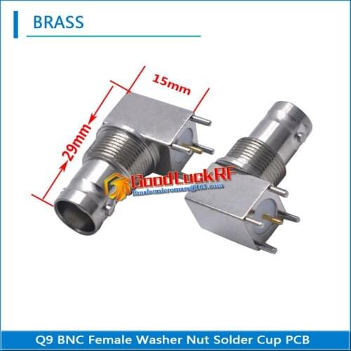 RF Q9 BNC Female 90 Degree Right Angle O-ring Bulkhead Panel Mount Nut Plug solder cup PCB BRASS RF connector Adapter