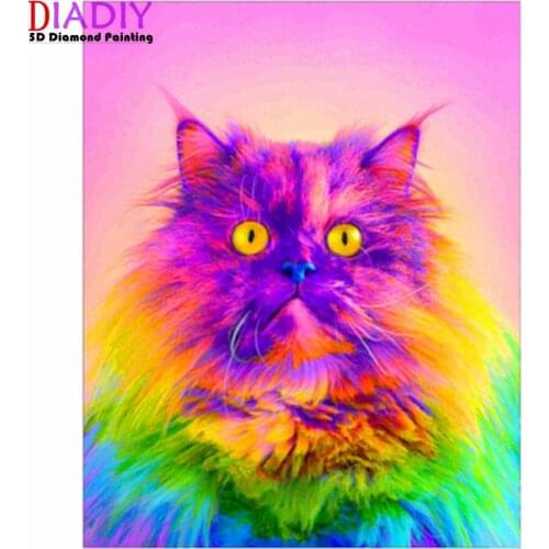 Round full diamond 5D animal diamond painting Cat dog lion color diamond embroidery kit home decoration gift
