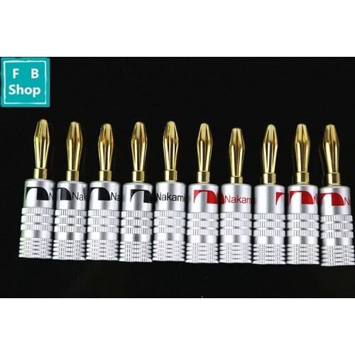Free shipping 100Pcs High Quality New 24K Gold Nakamichi Speaker Banana Plugs For Video Speaker Connector Black Red Color