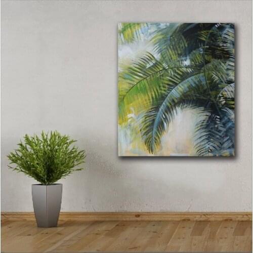 Large size Printing Oil Painting Full of vigour Palms Wall art canvas prints pictures for living room and bedroom No Frame