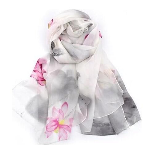 2018 New in 100% silk floral print large scarf for women