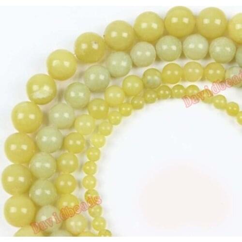 Fctory Price Natural Stone Lemon Jadee Loose Beads 4 6 8 10 12MM Pick Size for Jewelry Making diy