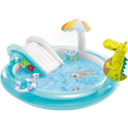 INTEX childrens inflatable pool PVC wading pool with slide crocodile inflatable swimming pool crawling paddling pool toy gift