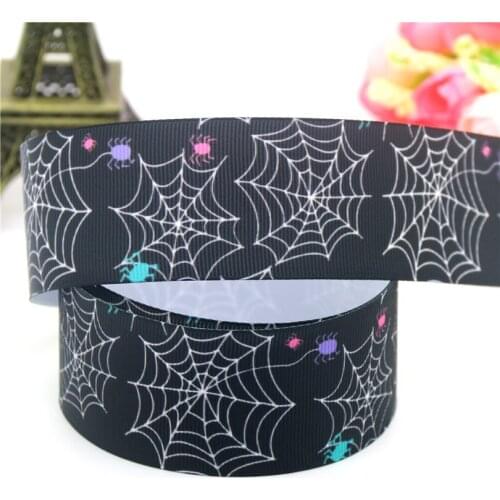 DUWES 1.5'' Free shipping spider halloween printed grosgrain ribbon hairbow headwear party decoration 38mm wholesale OEM D628