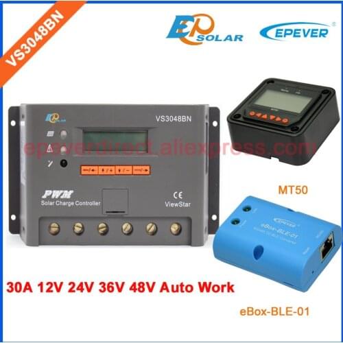 EPsolar PWM VS3048BN 30A 30amps Solar power bank controller LCD display MT50 Meter and eBOX-BLE-01 ble phone APP