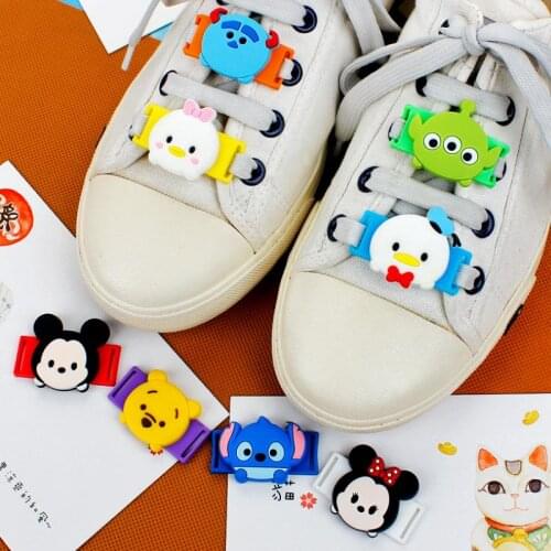 Disney Mickey Stitch Winnie Pooh PVC Action Figure Shoe Buckle Cartoon Anime Mini Figure Model Gift Children Kids Christmas Toys