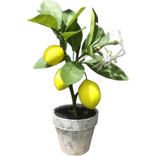 Plants Potting Bonsai Simulation Artificial Lemon Tree Living Room Ornament Potted Dining Decoration Fake Fruit Garden