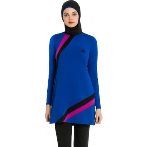 Hasema Muslim Blue Patterned Navy Blue Hijab Swimsuit Quality Fabric Quick Dry Made in Turkey 2021 HBV00000VL6TV