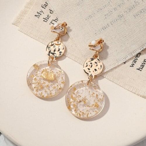 Korean fashion Resin round earrings ear clips Earrings Simple Geometric Earrings For Women Personality Jewelry Brincos