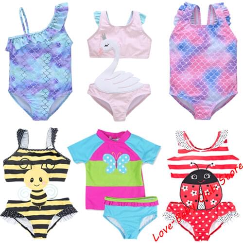 Summer Kids Toddlers Girls Swimwear Baby Swimwear One-Pieces Swimsuit Bathing Suit Children Beach Wear Animal Cartoon Princess