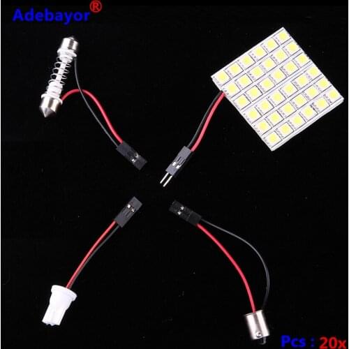 4 sets Car motorcycle 5050 SMD 36 LED 5050 SMD Car Interior Light White Dome Bulb T10 BA9s Dome Adapters DC12V
