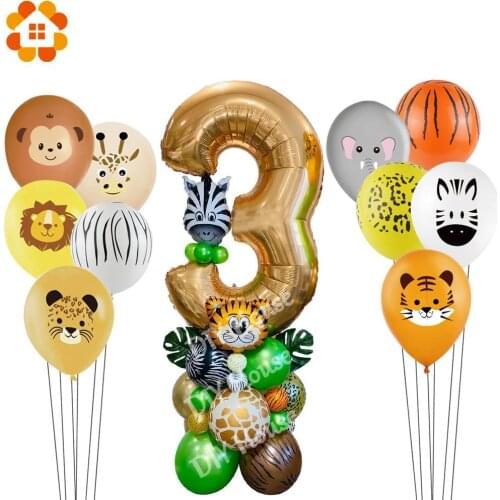 Animal Pattern Jungle Safari Birthday Party Latex Balloons Forest Animal Party Decoration Boy Kids Birthday Party Supplies