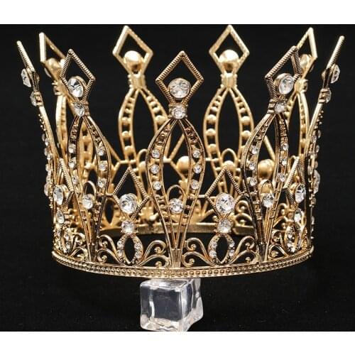 Metal Crown Princess Topper Crystal Pearl Tiara Children Hair Ornaments For Wedding Birthday Party Cake Decorating Tools