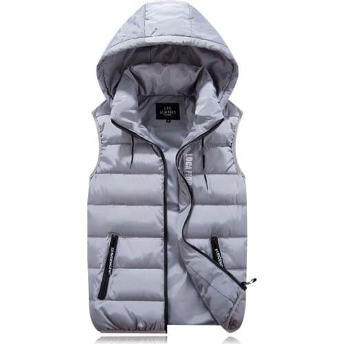 Korean Style Fashion Mens Clothes Autumn and Winter Warm Thick Hooded Waistcoat Male Casual Sleeveless Cotton Padded Jacket Vest