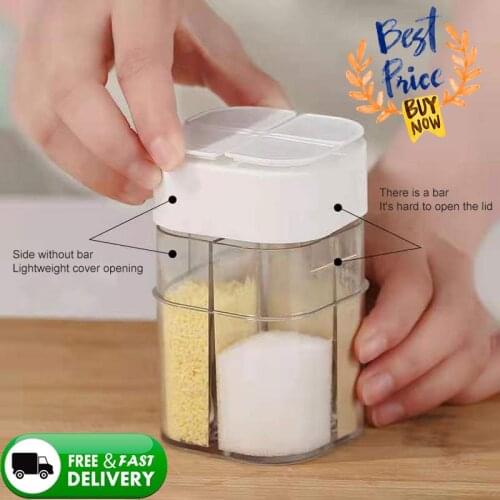 Transparent Spice Jar Set Salt and Pepper Seasoning Bottle Lid Kitchen Condiment Cruet Storage Container clamshell seasoning tan