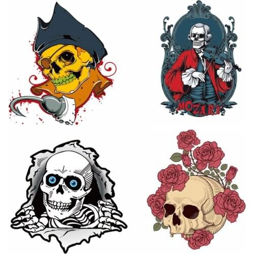 Skull Monk Clothing Stickers Iron On Patches Diy Heat Transfers Patch For Clothes Boy Girl T-shirt Appliques Decoration