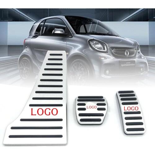 For Mercedes-Benz Smart Fortwo Forfour 2015-2017 AT Gas Brake Accelerator Pedal Pad Stickers Silver Aluminium