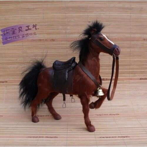 Newsimulation war horse toy polyethylene&furs brown horse model with saddle gift about 24x6x23cm 1432