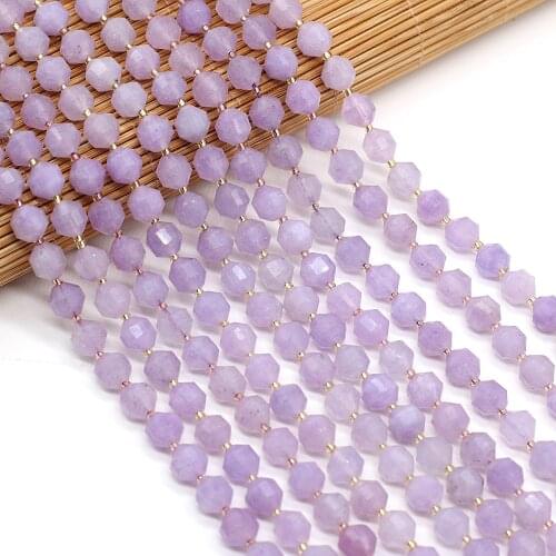 New Natural Faceted Stone Lavender 8mm Irregural Shapen Loose Beads for Making Jewelry Necklace Length 38cm