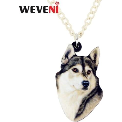 WEVENI Original Acrylic Fashion Siberian Husky Dog Necklace Pendant Chain Choker Cute Bijoux Jewelry For Women Girl Collier 2018