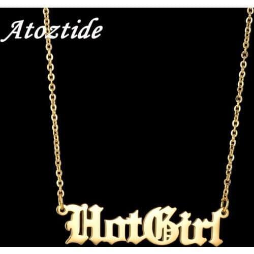 Atoztide 2019 Customized Stainless Steel Name Necklace Personalized Letter Necklace Old English Style Personalized Jewelry Gifts