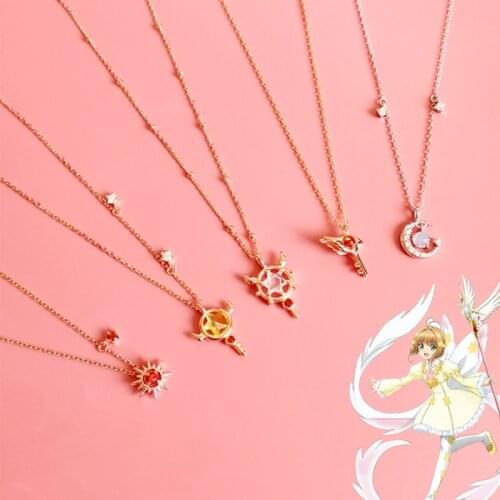 Anime Card Captor Cardcaptor Sakura 925 Sterling Silver Necklace Pendant Earrings Bracelet Jewelry Set For Women Girls Gifts
