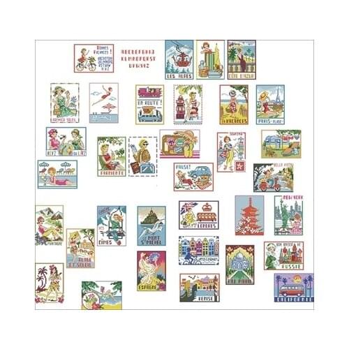 Paris Traveling Girl Needlework,For Embroidery,DIY 14CT Unprinted Arts Cross stitch kits Set Cross-Stitching Home Decor