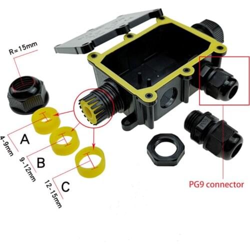 Junction Box IP68 Waterproof UV Sunproof Outdoor Multiple ways Plastic Electrical Junction Box Case Cable Wire Connector Protect
