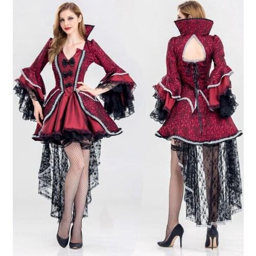 Deluxe Halloween Gothic Vampire Queen Costume Cosplay Adult Women Carnival Fantasia Vampire Cosplay Fancy Dress Suit