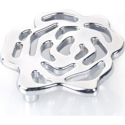 HJY Cabinet Pull Knobs Flower Shape Drawer Knobs Cupboard Handles Chrome/Bronze Furniture Handles Zinc Alloy Hardware Z254