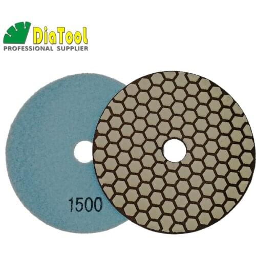 SHDIATOOL 6pcs 125mm #1500 dry polishing pads dia 5inch Resin bond diamond flexible grinding disc For granite marble ceramic
