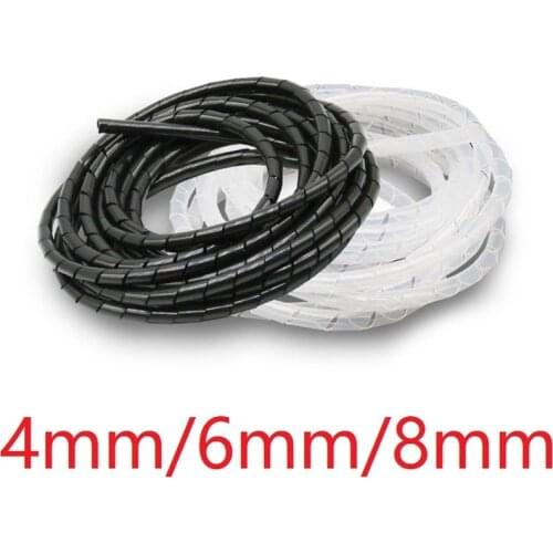 Dia 4mm 6mm 8mm Spiral Wire Wrap Organzier Cable Sleeve Winding Pipe Line Bundle Mangement Hose Tube Protection Cord Band Sheath