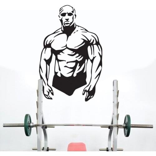 Gym Sticker Fitness Decal Body-building Posters Vinyl Wall Decals Strong Man Decor Mural
