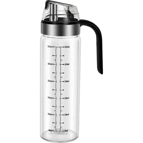 Glass Olive Oil Dispenser Bottle-500ml Clear -Oil&Vinegar Cruet with Pourers and Funnel - Olive Oil Carafe Decanter for Kitchen