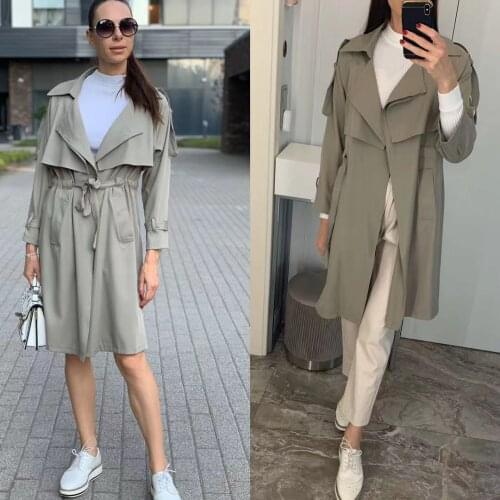 Temperament windbreaker women spring 2021 new Korean coat mid-length French retro British style coat