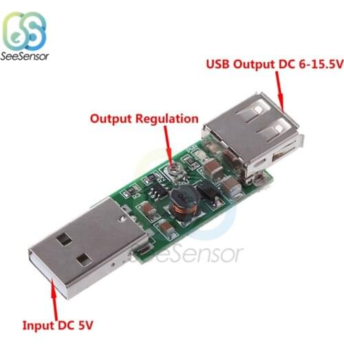 DC-DC USB 5V to 6-15V Step Up Boost Converter Voltage Inverters Module Adjustable Voltage Board Output DC 6V 7V 8V 9V 12V