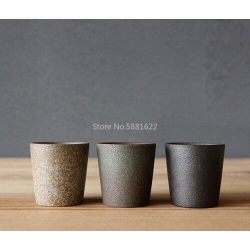 Vintage Straight Cup Drinkware Ceramic Coffee Mug Coarse Pottery Breakfast Retro Simple Tea Cups Decor Crafts