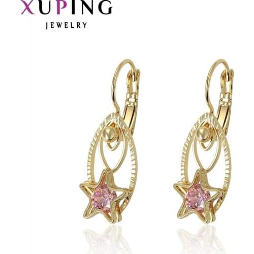 Xuping Temperament Hopp Earrings Star Light Gold Color Plated Jewelry Earrings for women Christmas Day Gift 96108